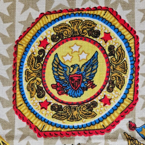 Vintage Patriotic Bicentennial Americana Fabric Curtain Panels 1970s Set of 6 - Picture 8 of 11